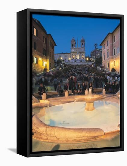 Spanish Steps at Night, Rome, Italy-Walter Bibikow-Framed Stretched Canvas