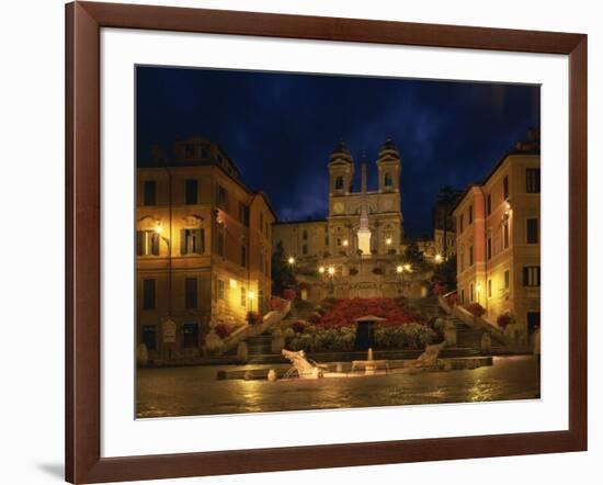 Spanish Steps Illuminated at Night in the City of Rome, Lazio, Italy, Europe-null-Framed Photographic Print