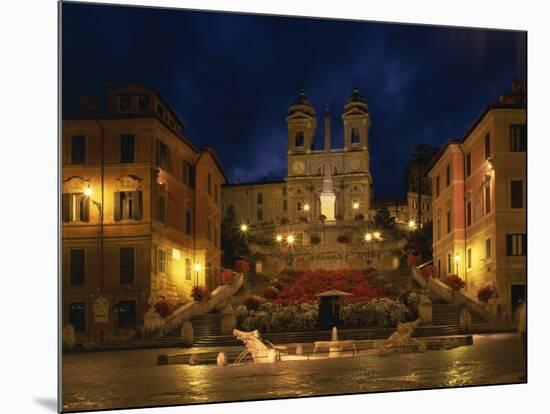 Spanish Steps Illuminated at Night in the City of Rome, Lazio, Italy, Europe-null-Mounted Photographic Print