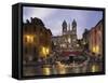 Spanish Steps Illuminated in the Evening, Rome, Lazio, Italy, Europe-null-Framed Stretched Canvas