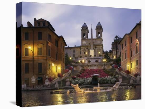 Spanish Steps Illuminated in the Evening, Rome, Lazio, Italy, Europe-null-Stretched Canvas