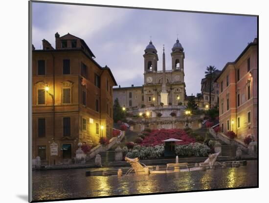 Spanish Steps Illuminated in the Evening, Rome, Lazio, Italy, Europe-null-Mounted Photographic Print