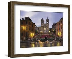 Spanish Steps Illuminated in the Evening, Rome, Lazio, Italy, Europe-null-Framed Photographic Print