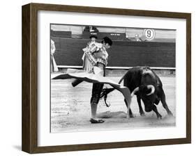 Spanish Toreador Manuel Benitez Called El Cordobes During Bullfight in Castellano De La Playa Spain-null-Framed Photo