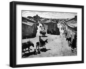 Spanish Village Showing Rows of Crude Stone and Adobe Houses-W^ Eugene Smith-Framed Photographic Print