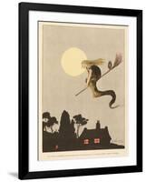 Spanish Witch Returns Home after a Flight Accompanied by Her Familiar an Owl-Joaquin Xaudaro-Framed Art Print