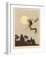 Spanish Witch Returns Home after a Flight Accompanied by Her Familiar an Owl-Joaquin Xaudaro-Framed Art Print