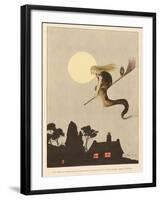 Spanish Witch Returns Home after a Flight Accompanied by Her Familiar an Owl-Joaquin Xaudaro-Framed Art Print