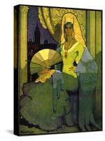 Spanish Woman with Fan, Book Plate, Spain, 1920-null-Stretched Canvas