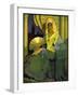 Spanish Woman with Fan, Book Plate, Spain, 1920-null-Framed Giclee Print