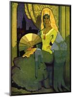 Spanish Woman with Fan, Book Plate, Spain, 1920-null-Mounted Giclee Print