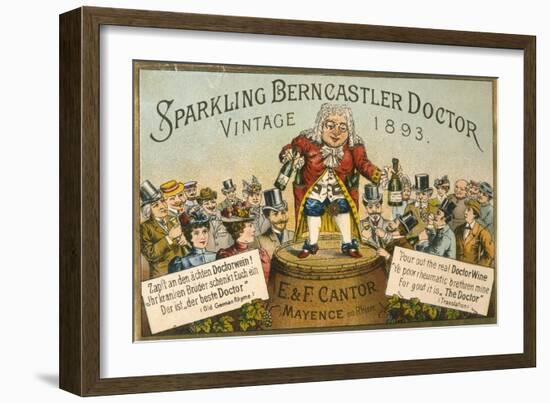 Sparking Berncastler Doctor, Vintage 1893 German Wine-null-Framed Art Print