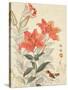 Sparrow and Tiger Lilies-Bairei Kono-Stretched Canvas