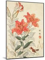 Sparrow and Tiger Lilies-Bairei Kono-Mounted Giclee Print