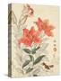 Sparrow and Tiger Lilies-Bairei Kono-Stretched Canvas