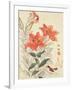 Sparrow and Tiger Lilies-Bairei Kono-Framed Giclee Print