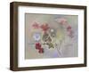 Sparrow in Cosmos Flowers-Judy Mastrangelo-Framed Premium Giclee Print