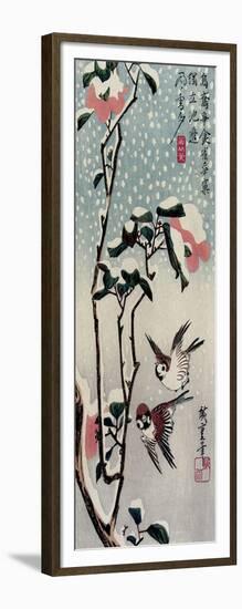 Sparrows and Camellias in the Snow, 1830s-Utagawa Hiroshige-Framed Giclee Print