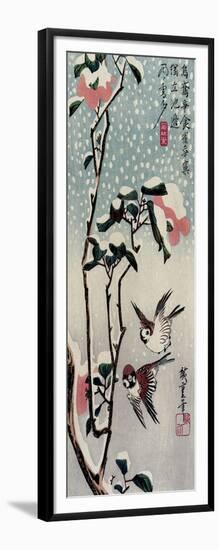 Sparrows and Camellias in the Snow, 1830s-Utagawa Hiroshige-Framed Giclee Print