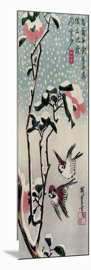 Sparrows and Camellias in the Snow, 1830s-Utagawa Hiroshige-Mounted Giclee Print