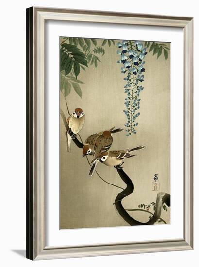 Sparrows and Wisteria-Koson Ohara-Framed Giclee Print