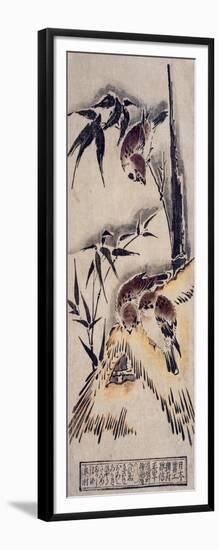 Sparrows in the Snow, C.1725-Okumura Masanobu-Framed Giclee Print