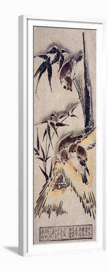 Sparrows in the Snow, C.1725-Okumura Masanobu-Framed Giclee Print