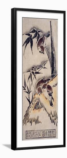 Sparrows in the Snow, C.1725-Okumura Masanobu-Framed Premium Giclee Print