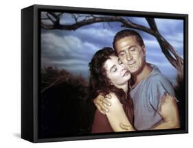 Spartacus by Stanley Kubrik with Kirk Douglas and Jean Simmons, 1960 (photo)-null-Framed Stretched Canvas