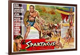 Spartacus, (Top Left): Kirk Douglas, (Belgium Poster Art), 1960-null-Framed Art Print