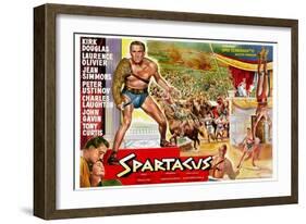 Spartacus, (Top Left): Kirk Douglas, (Belgium Poster Art), 1960-null-Framed Art Print