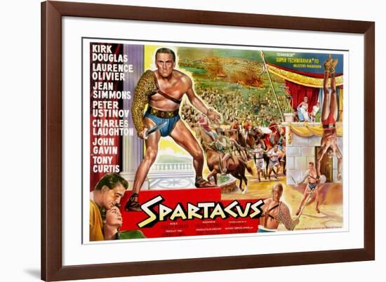 Spartacus, (Top Left): Kirk Douglas, (Belgium Poster Art), 1960-null-Framed Premium Giclee Print