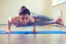 Beautiful Young Woman Yoga Workout in Gym-spass-Framed Photographic Print