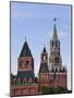 Spasskaya Tower and Towers on the Red Wall in Red Square, Moscow, Russia-Keren Su-Mounted Photographic Print