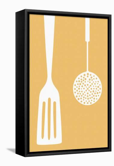 Spatula and Skimmer - Letterpress-Lantern Press-Framed Stretched Canvas