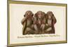 Speak, Hear, See No Evil, Three Monkeys-null-Mounted Art Print