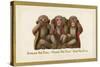 Speak, Hear, See No Evil, Three Monkeys-null-Stretched Canvas