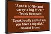 "Speak Softly and Carry a Big Stick" Vs "Speak Loudly and Tell 'Em Yo Uhave a Big Dick"-Ephemera-Framed Poster