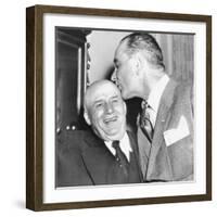 Speaker Sam Rayburn Gets a Kiss on the Head from Senate Majority Leader Lyndon Johnson-null-Framed Premium Photographic Print