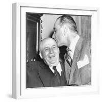 Speaker Sam Rayburn Gets a Kiss on the Head from Senate Majority Leader Lyndon Johnson-null-Framed Premium Photographic Print