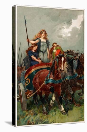 'Spear in Hand, Boadicea Led Them to Attack', Illustration from 'Heroes and Heroines of English…-Gordon Frederick Browne-Stretched Canvas