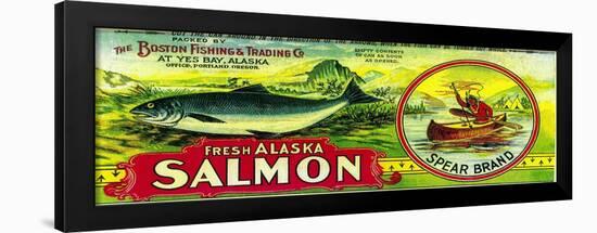 Spear Salmon Can Label - Yes Bay, AK-Lantern Press-Framed Art Print