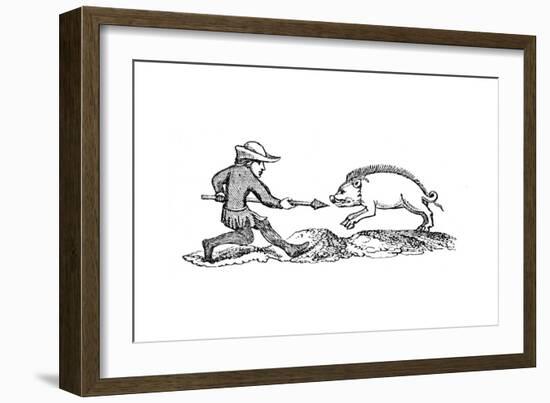 Spearing a Boar, 14th Century-null-Framed Giclee Print