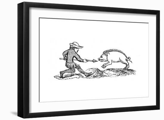 Spearing a Boar, 14th Century-null-Framed Giclee Print