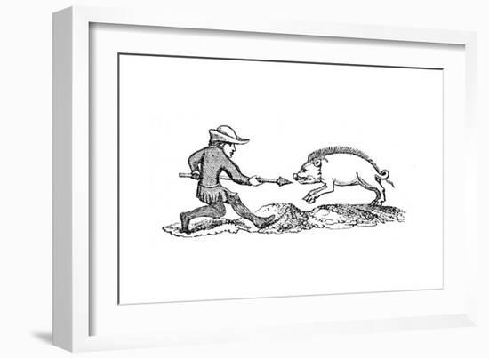 Spearing a Boar, 14th Century-null-Framed Giclee Print