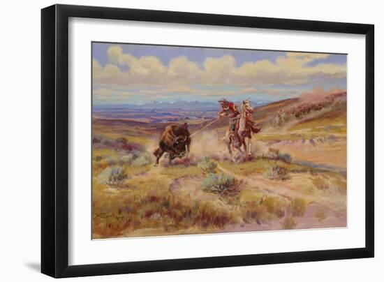 Spearing a Buffalo, 1925-Charles Marion Russell-Framed Giclee Print