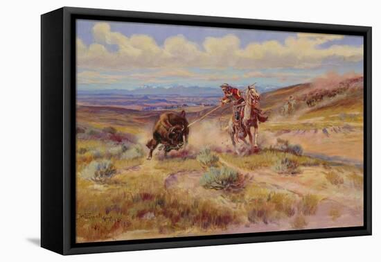 Spearing a Buffalo, 1925-Charles Marion Russell-Framed Stretched Canvas