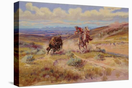 Spearing a Buffalo, 1925-Charles Marion Russell-Stretched Canvas