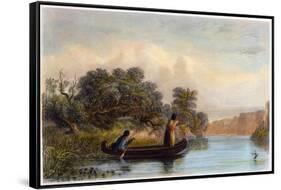 Spearing Fish from a Canoe, 1853-Seth Eastman-Framed Stretched Canvas