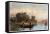 Spearing Fish from a Canoe, 1853-Seth Eastman-Framed Stretched Canvas